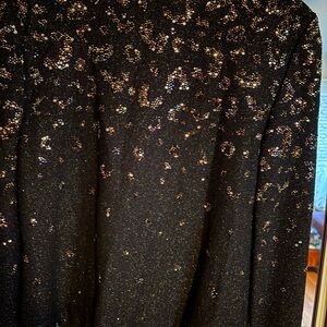 Sparkling Black and Gold Leopard Print Jacket and skirt